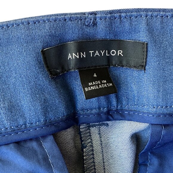 Ann Taylor Bermuda Shorts Size 4 Curvy Chambray Blue Flat Front medium weight - Picture 6 of 11